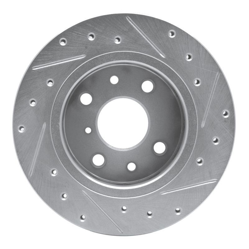 Kia Spectra Brake Rotor (1) - Front Left - R1 Concepts - Drilled & Slotted - Silver - `94-`00